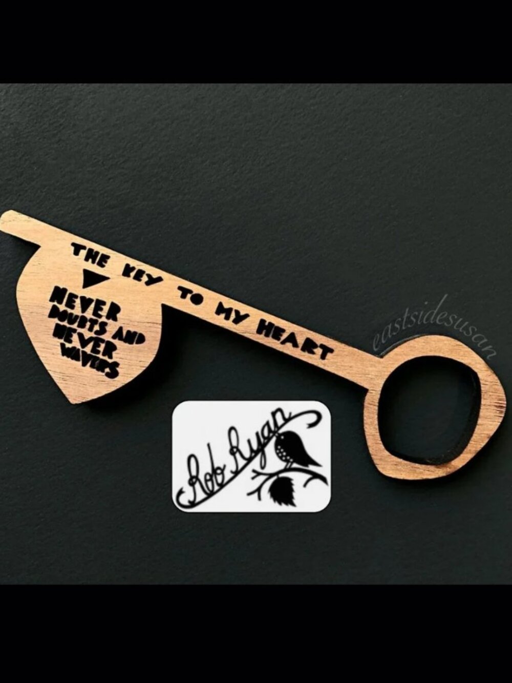 RARE & sold out ROB RYAN Ltd Ed Art - Wood Key To My Heart - Whimsical & Lovely